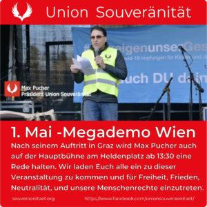 Read more about the article Megademo 1. Mai 2022: Max Pucher auf der Bühne am Heldenplatz ab 13:30